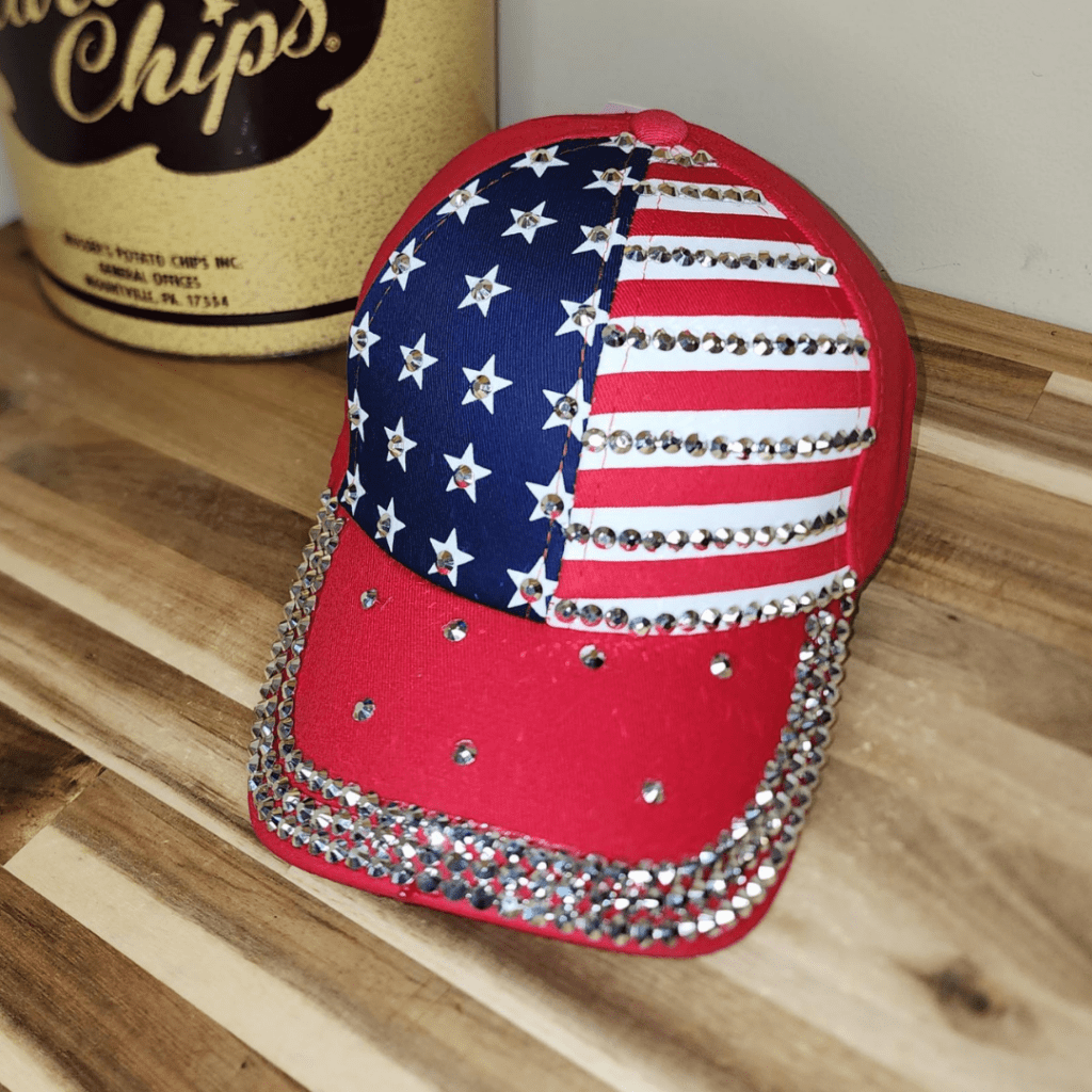 American Red, Blue & Bling Baseball Hats Incognito Wear IX