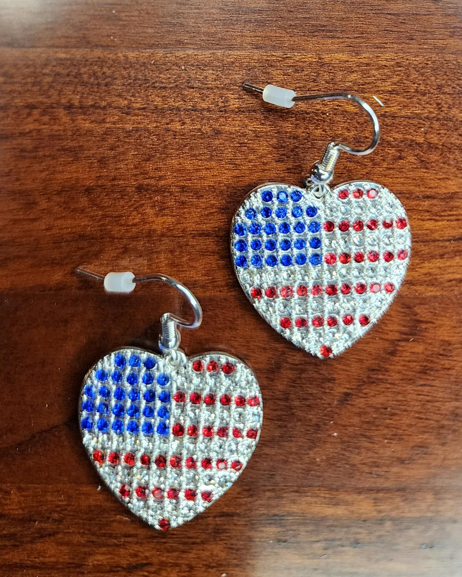 I Love America Earrings - Hearts - Image 3
