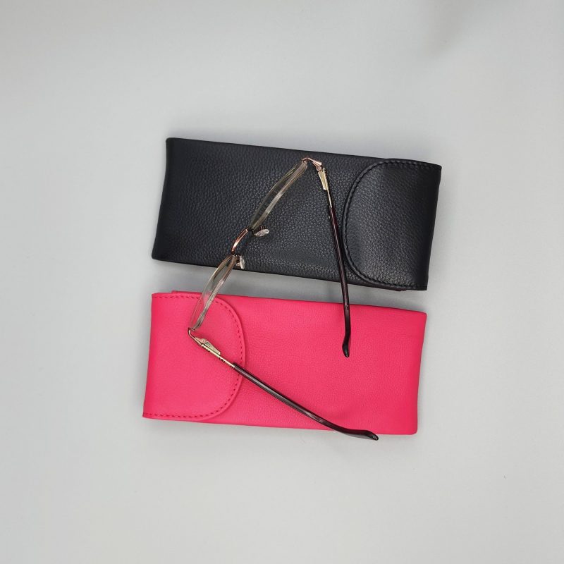 Double Leather Eyeglass Case - Hot Pink or Black