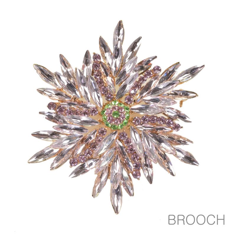 floral snowflake pin with pink and gree